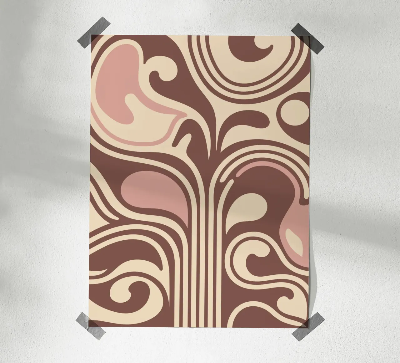 Boho Flow – Abstract Earthy Pastel Design poster con telaio in alluminio da Soleil Basque