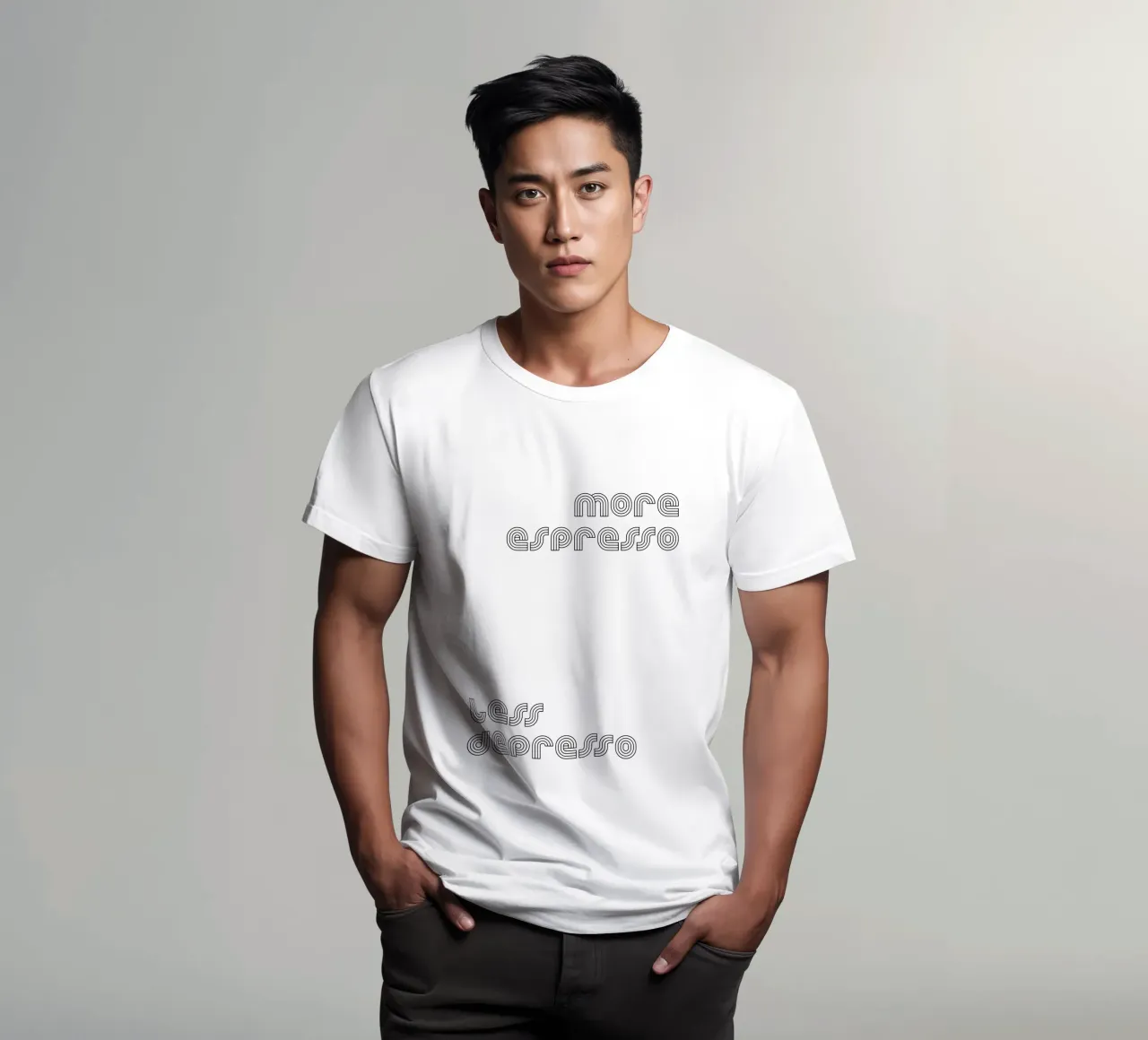 More Espresso Less Depresso t-shirt da YV TYPOGRAPHY