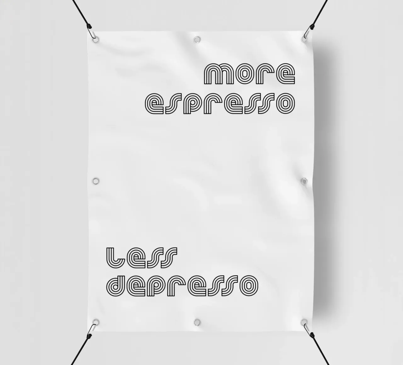 More Espresso Less Depresso telo in pvc da YV TYPOGRAPHY