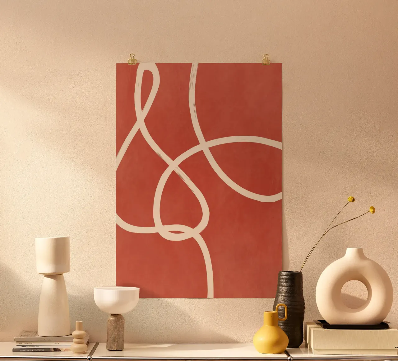 Linea astratta 42 poster con telaio in alluminio da LeaDArt