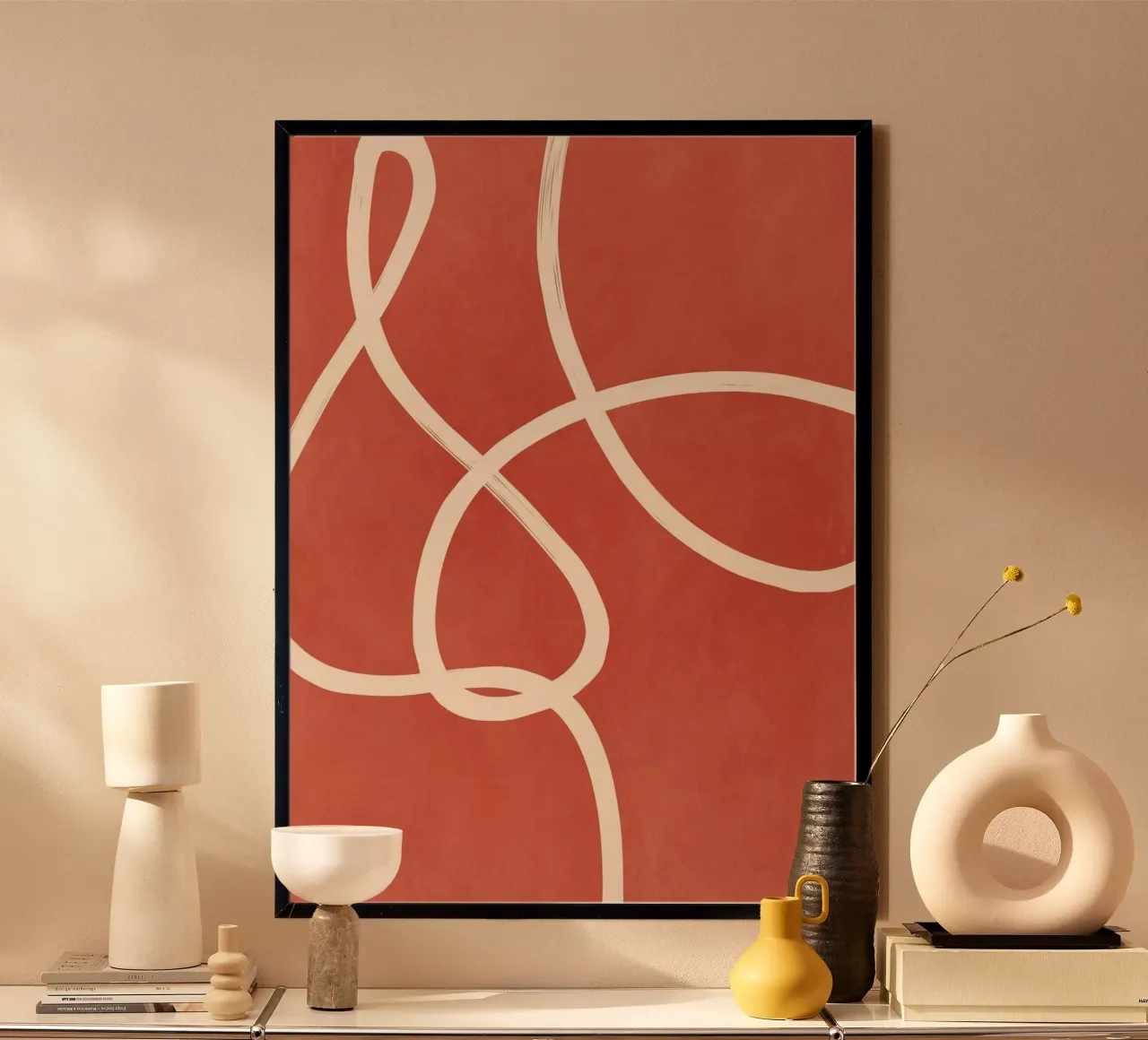 Linea astratta 42 poster con telaio in alluminio da LeaDArt