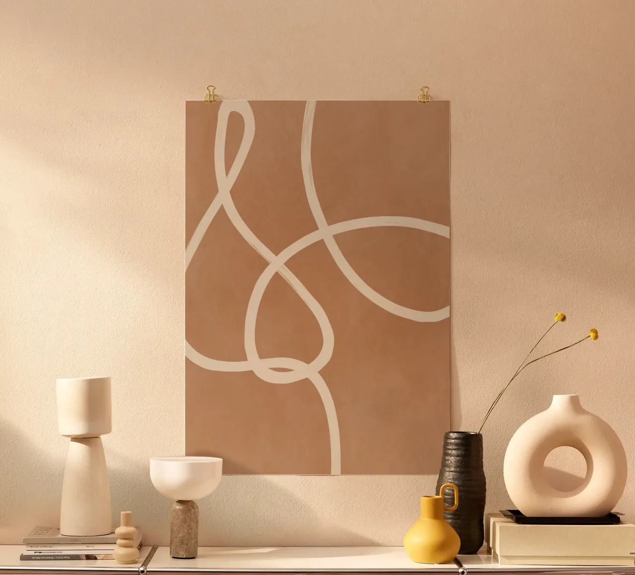 Linea astratta 40 poster con telaio in legno da LeaDArt