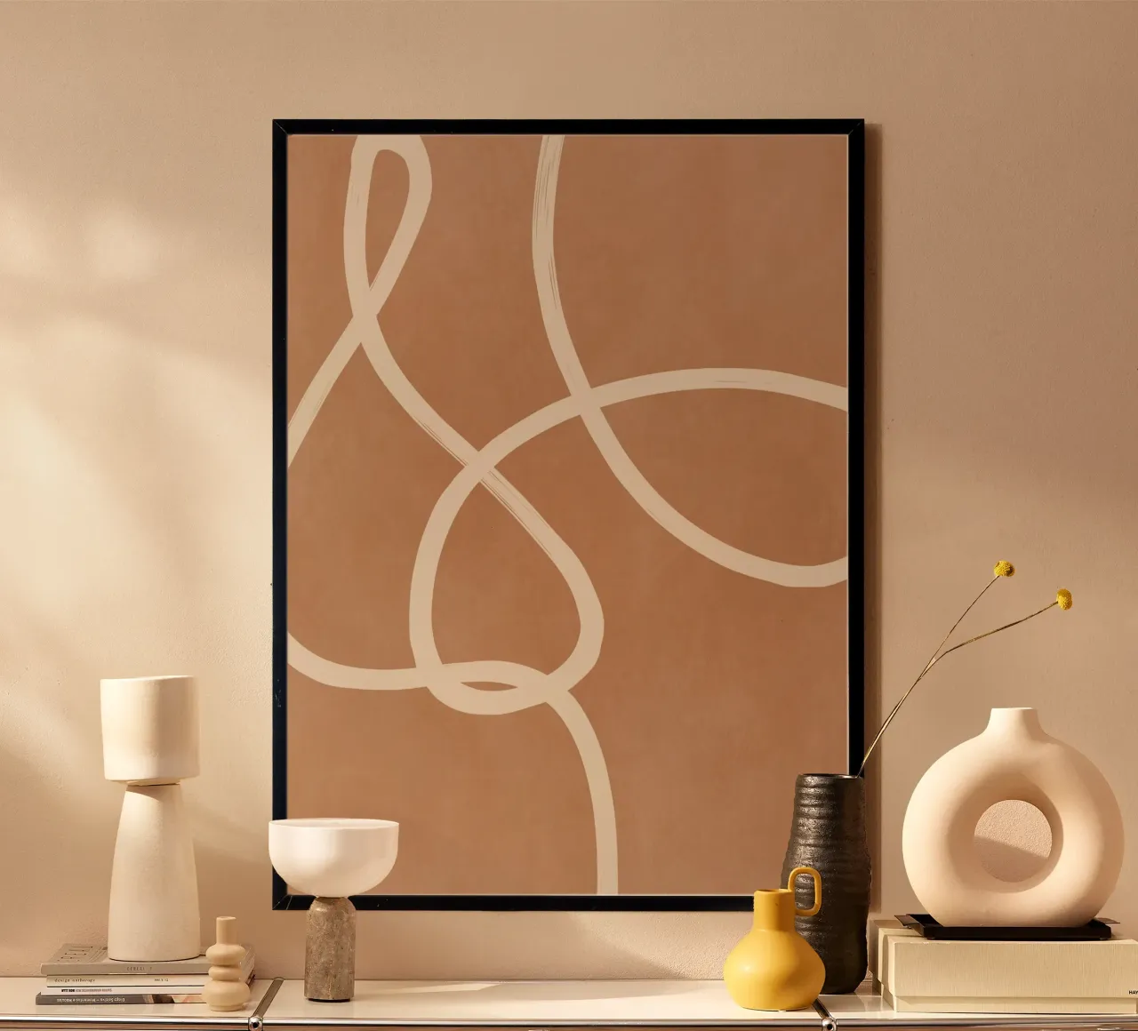 Linea astratta 40 poster con telaio in legno da LeaDArt