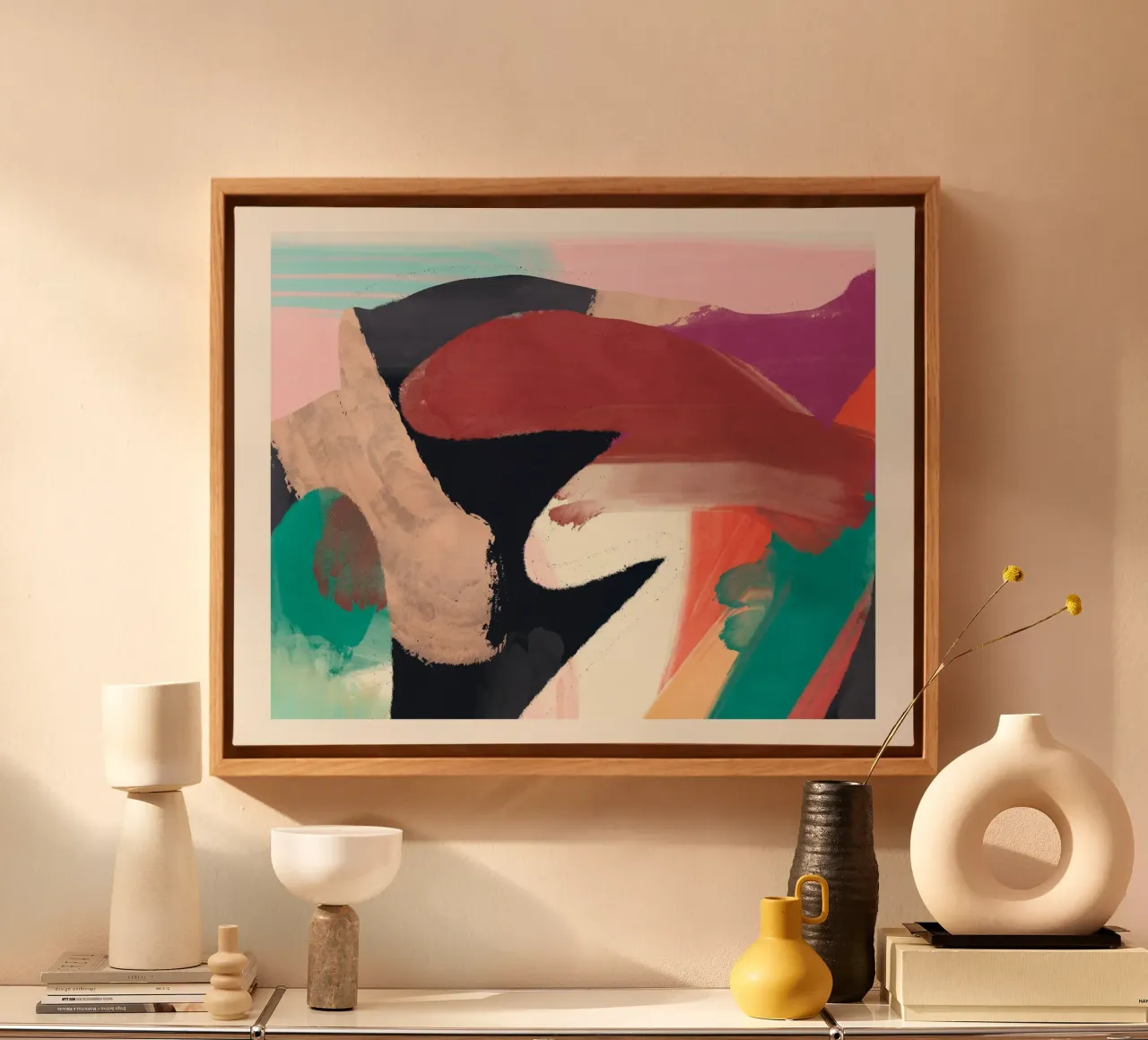 Abstract Schilderen canvas met Baklijst van LeaDArt