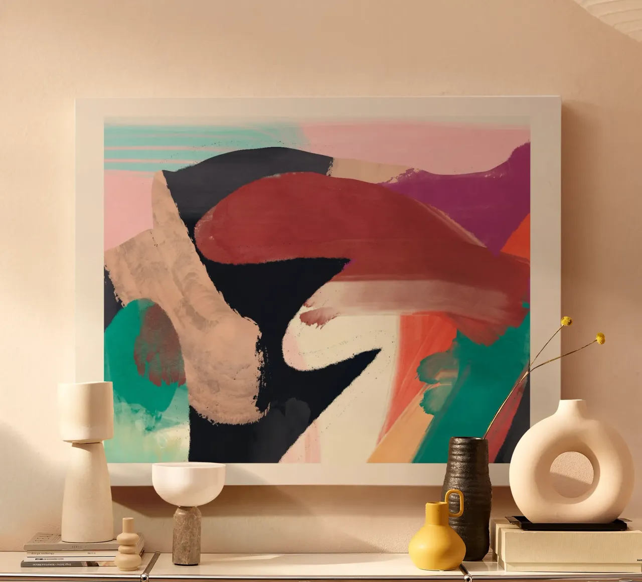 Abstract Schilderen canvas met Baklijst van LeaDArt