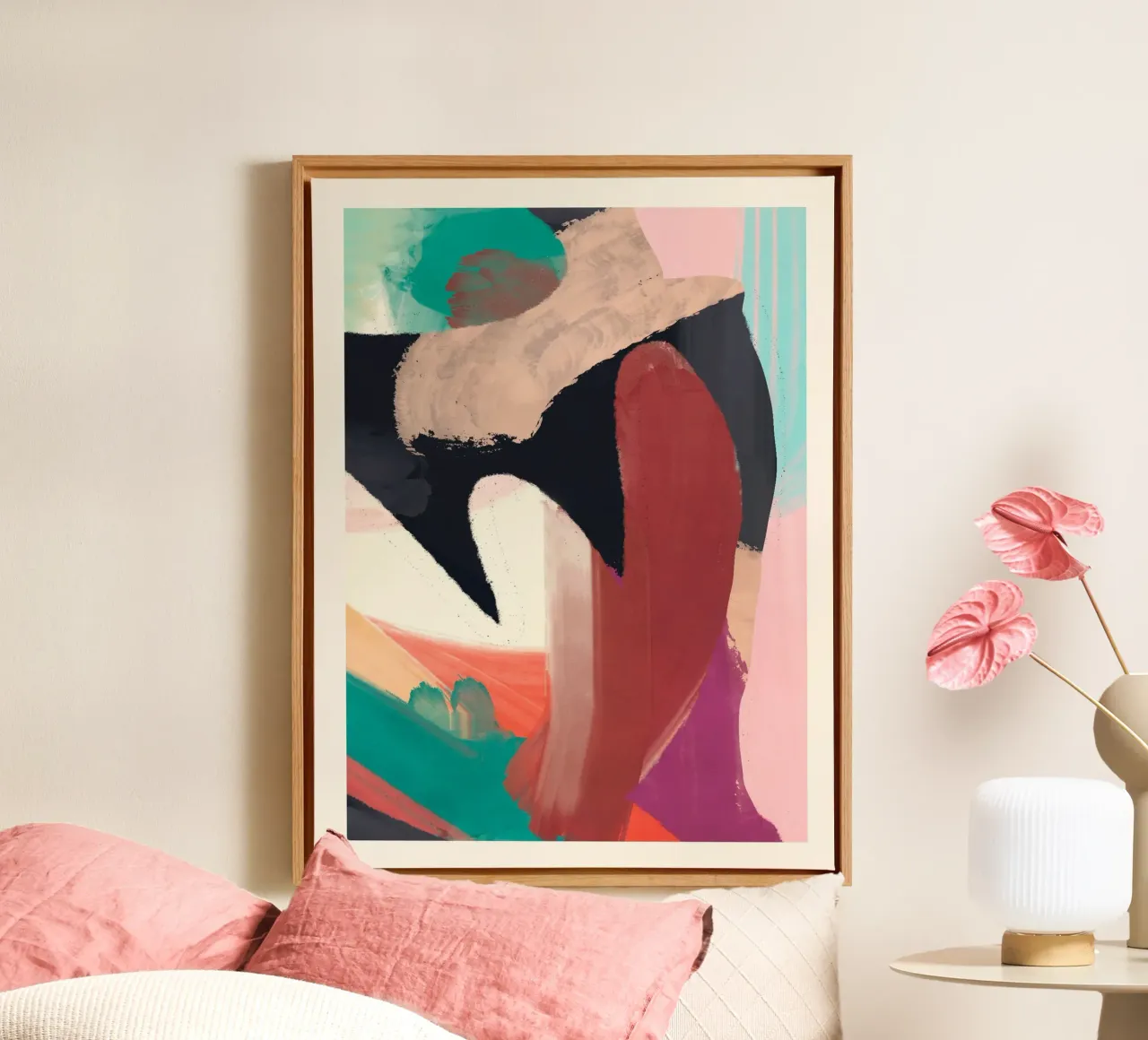 Abstract schilderij 3 canvas met Baklijst van LeaDArt