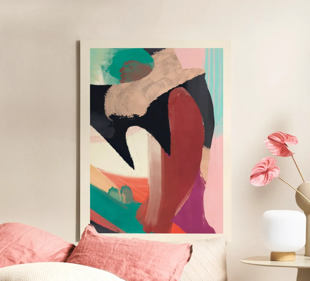 Abstract schilderij 3 canvas met Baklijst van LeaDArt