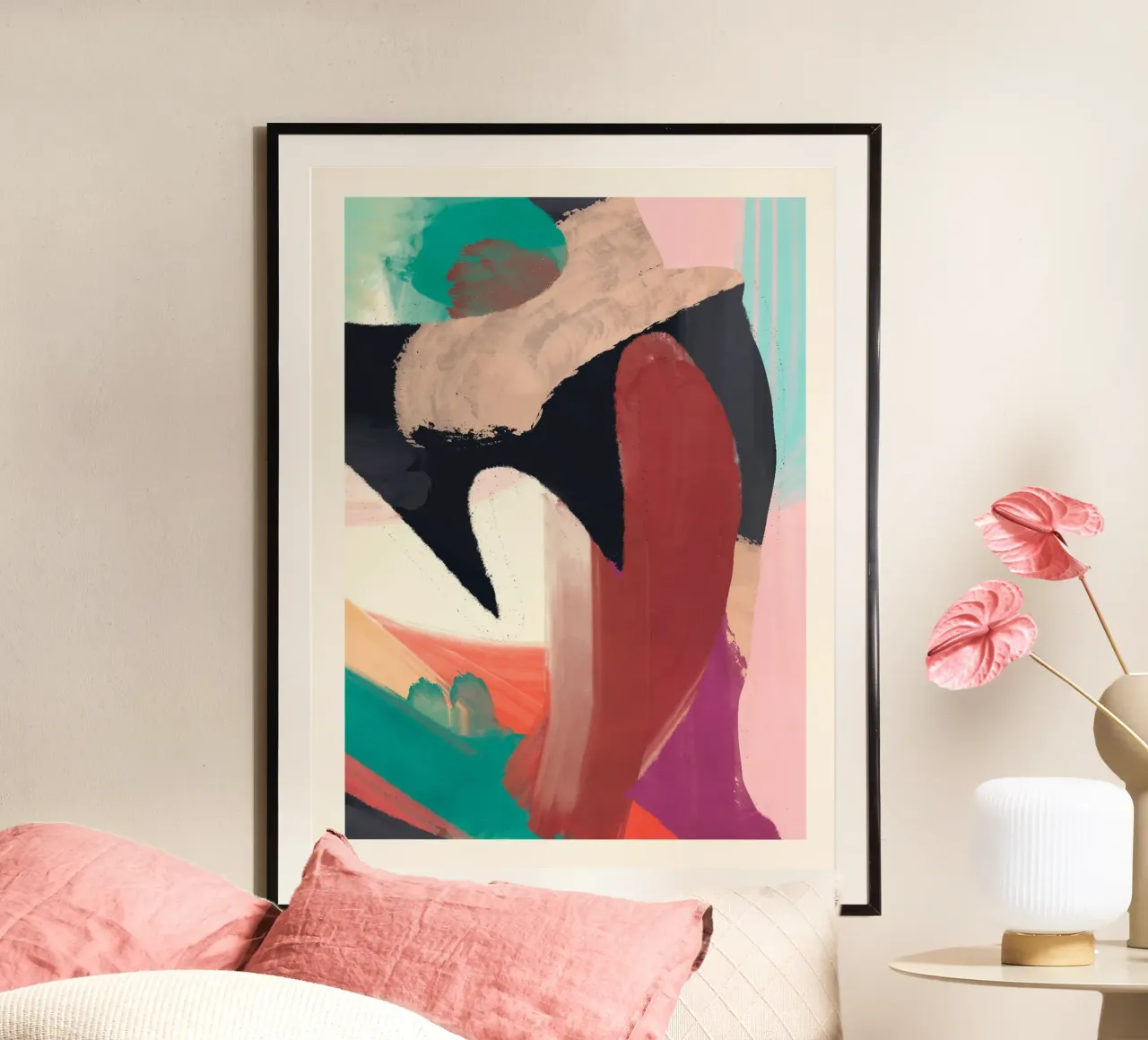 Pittura astratta 3 poster con telaio in plastica da LeaDArt