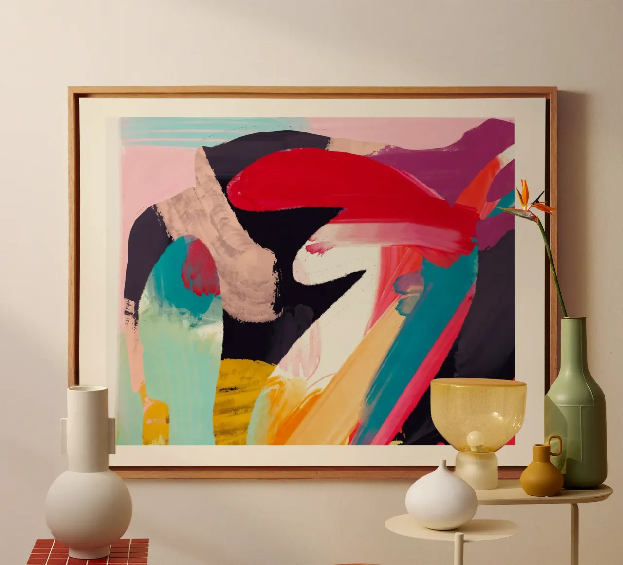 Abstract Schilderen 4 canvas met Baklijst van LeaDArt
