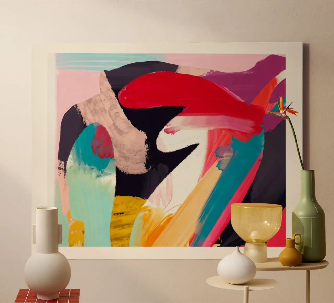Abstract Schilderen 4 canvas met Baklijst van LeaDArt