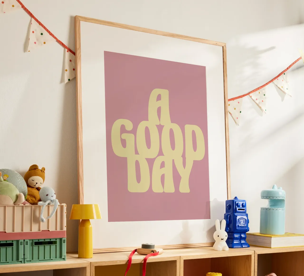 UN BUON GIORNO poster con telaio in alluminio da QuooodZ by MooodzArt
