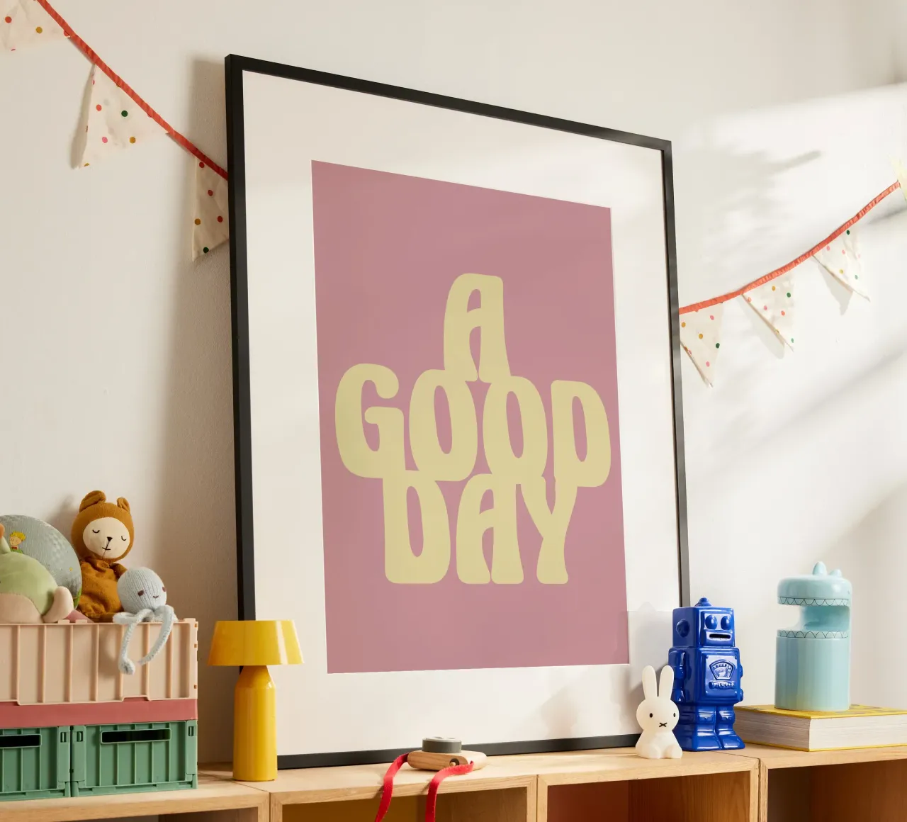 UN BUON GIORNO poster con telaio in alluminio da QuooodZ by MooodzArt