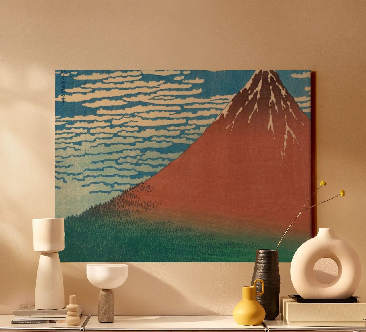 Katsushika Hokusai, roter fuji toile de Carinaprint