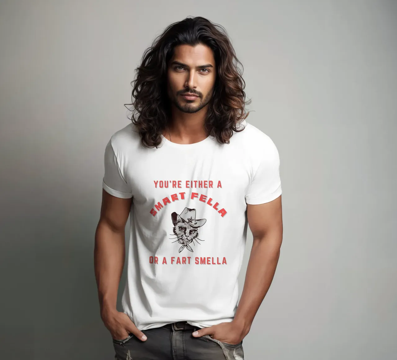 Cat Are You A Smart Fella Or Fart Smella Retro Cartoon t-shirt da ririedis