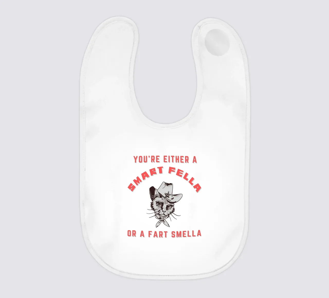 Cat Are You A Smart Fella Or Fart Smella Retro Cartoon bavaglino da ririedis