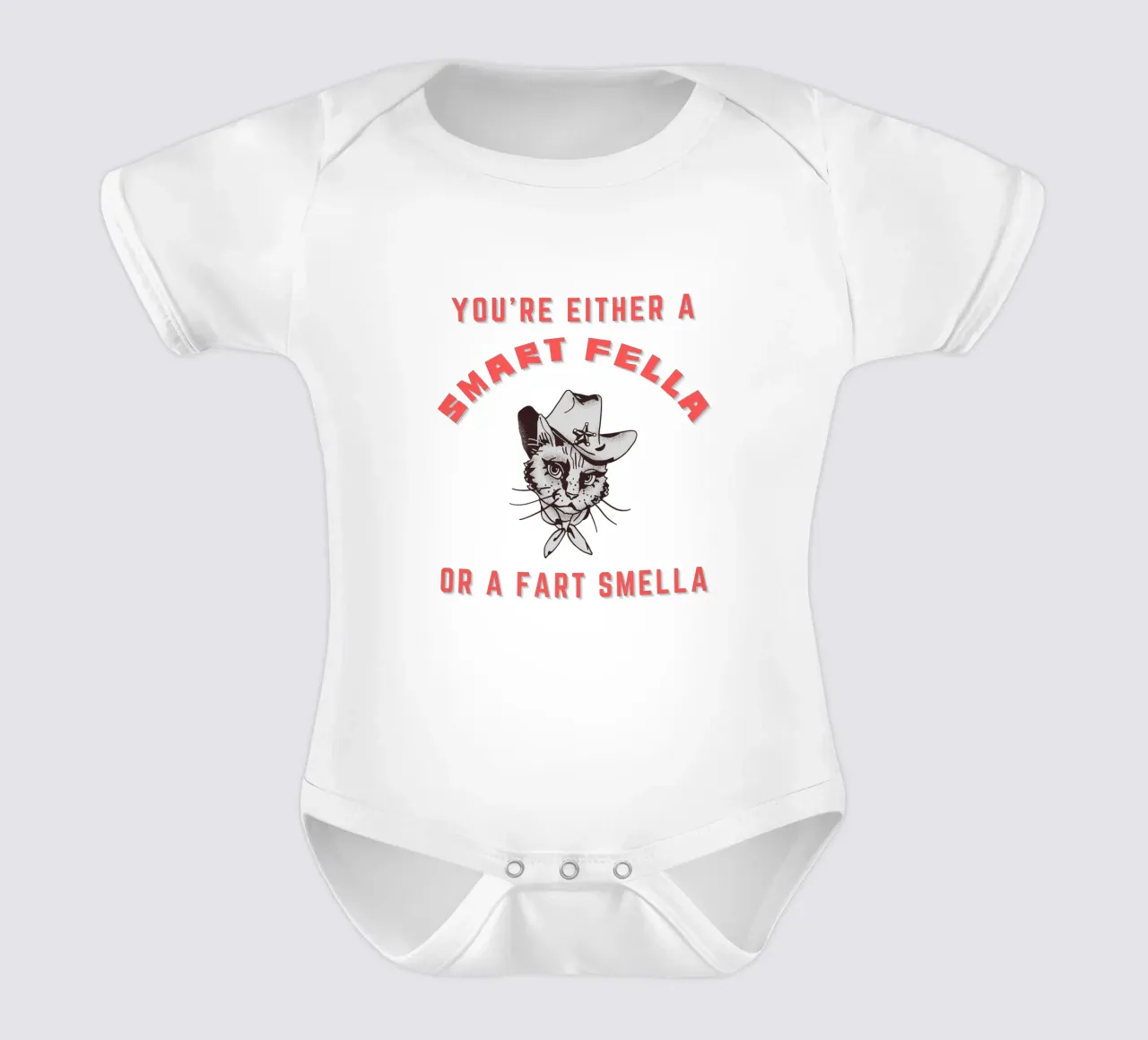 Cat Are You A Smart Fella Or Fart Smella Retro Cartoon body neonato maniche corte da ririedis