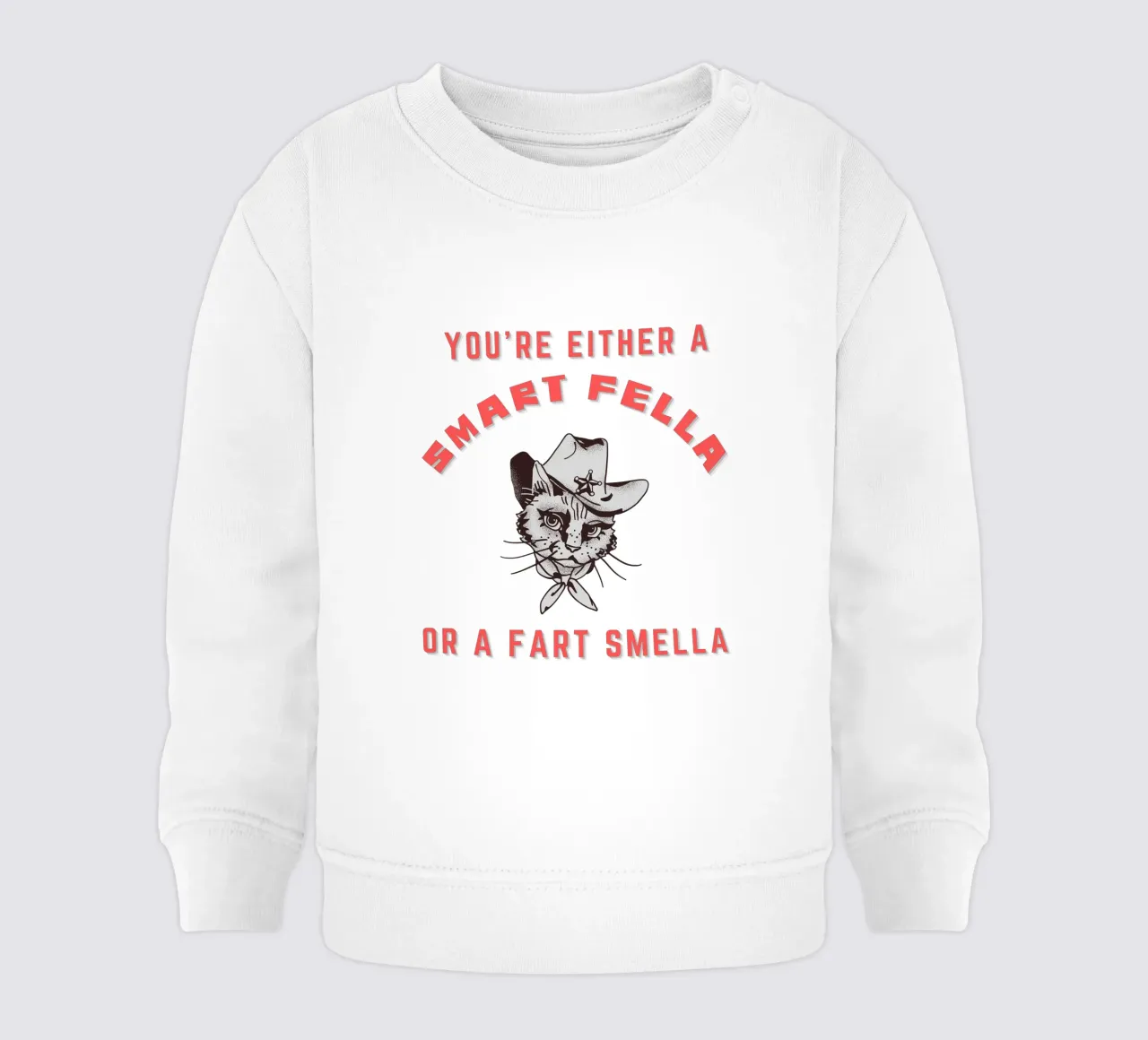 Cat Are You A Smart Fella Or Fart Smella Retro Cartoon felpa neonato da ririedis