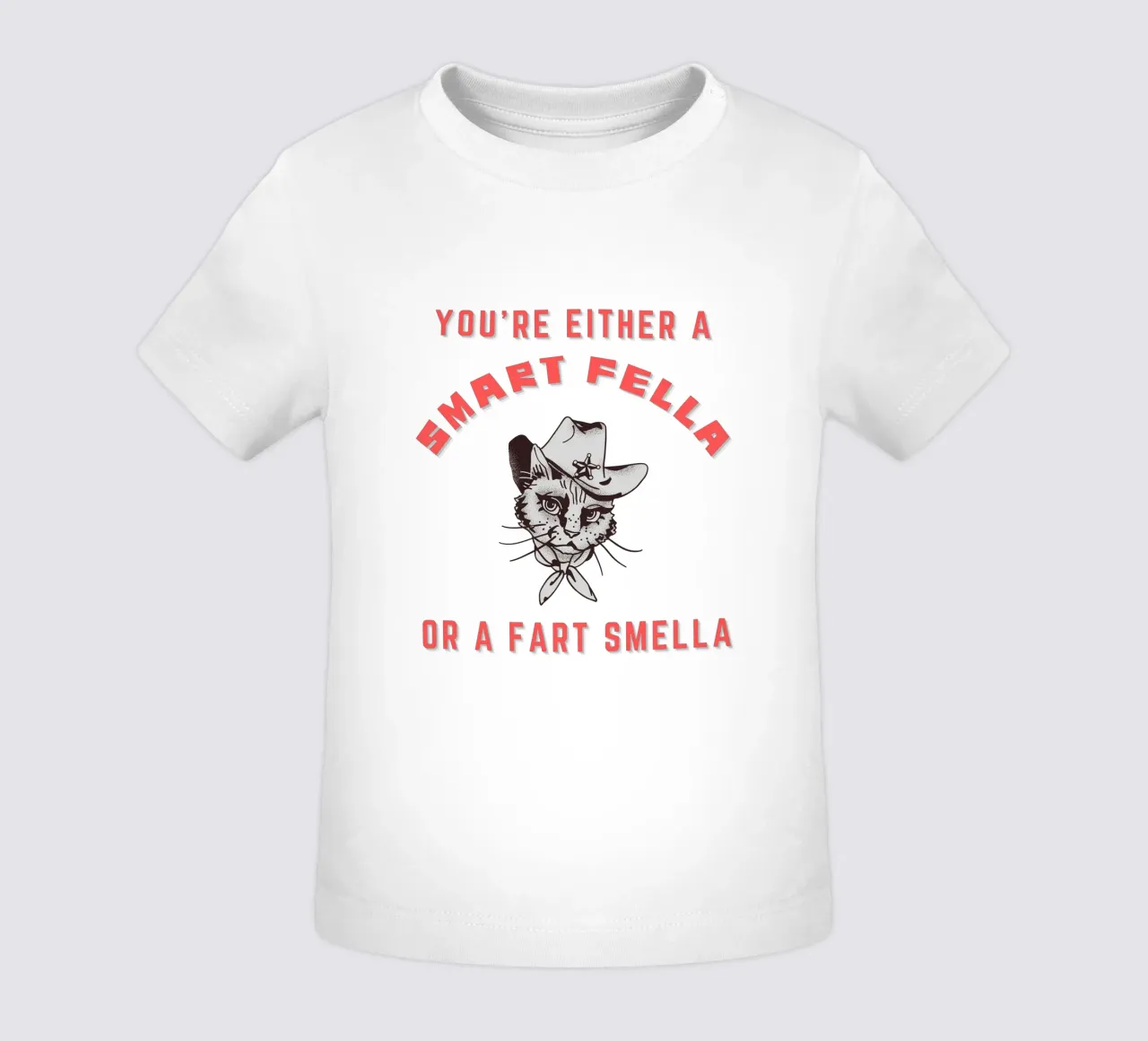 Cat Are You A Smart Fella Or Fart Smella Retro Cartoon maglietta neonato da ririedis