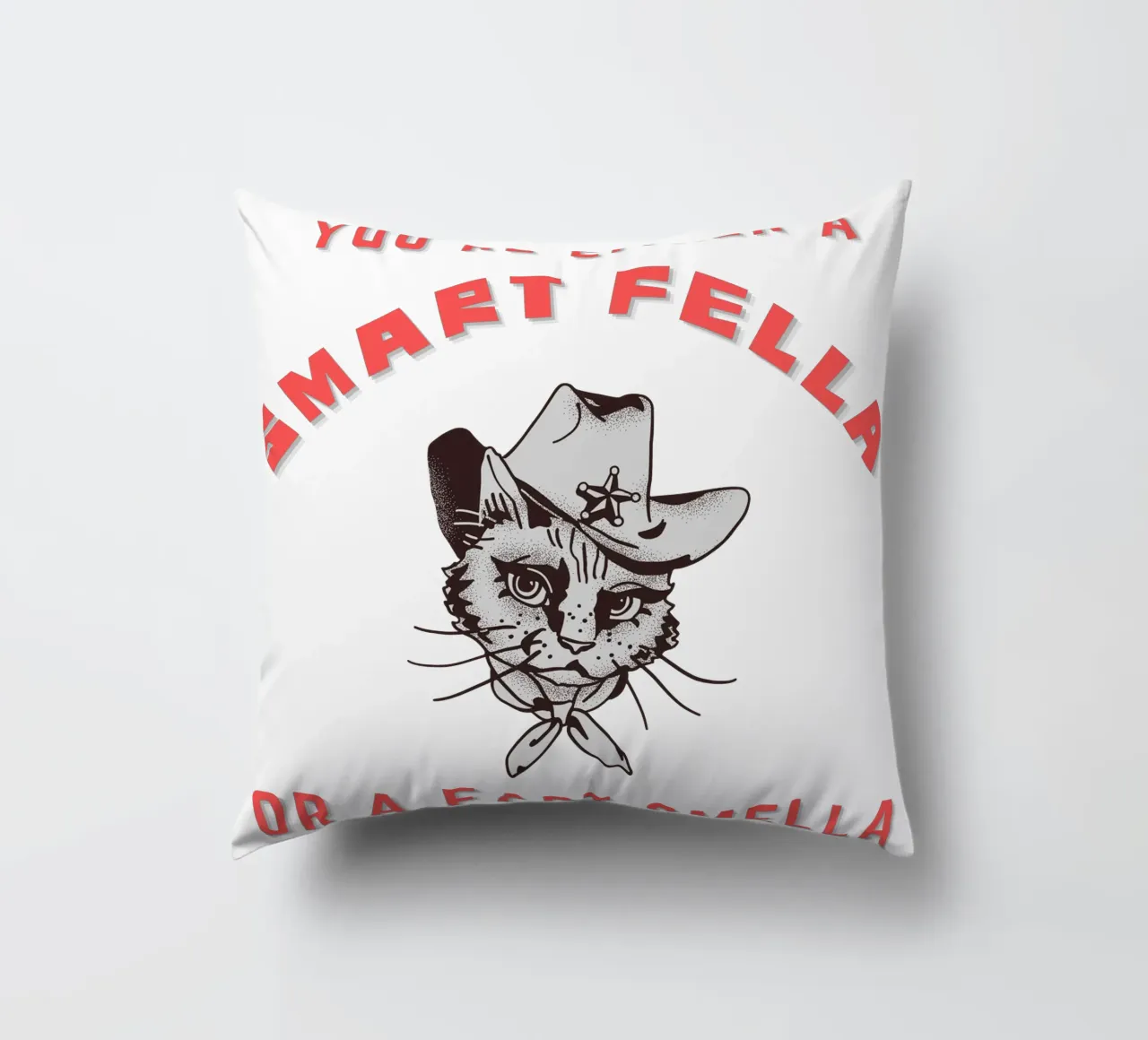 Cat Are You A Smart Fella Or Fart Smella Retro Cartoon cuscino da ririedis