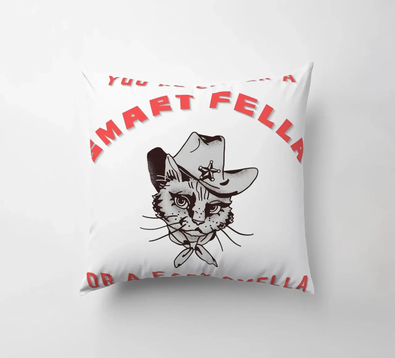 Cat Are You A Smart Fella Or Fart Smella Retro Cartoon cuscino da ririedis