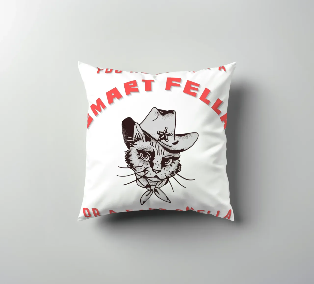 Cat Are You A Smart Fella Or Fart Smella Retro Cartoon cuscino da ririedis