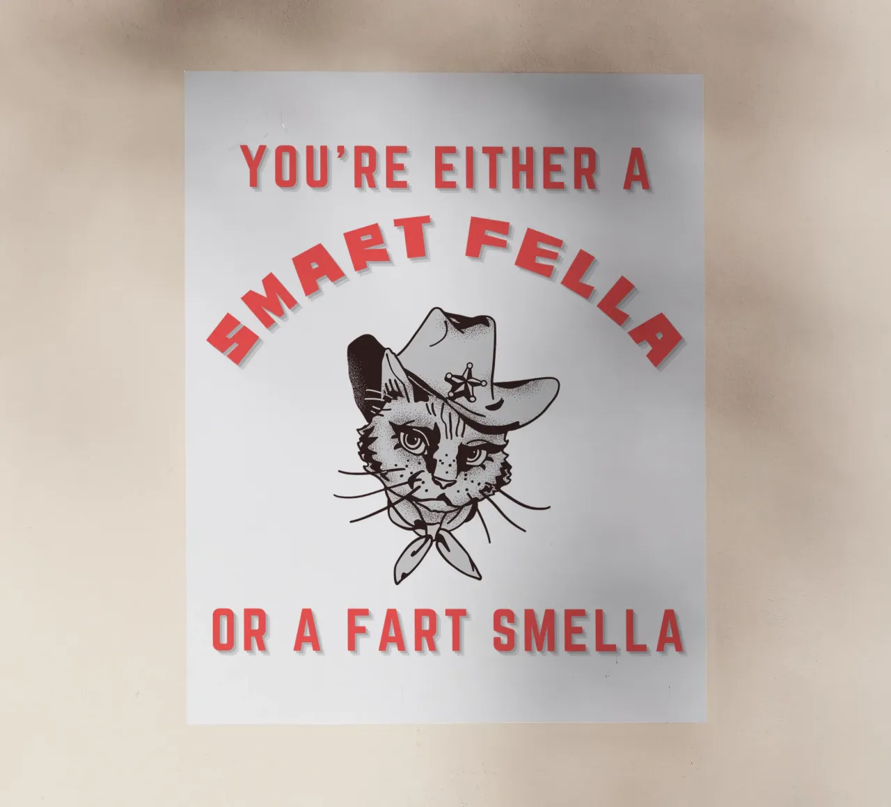 Cat Are You A Smart Fella Or Fart Smella Retro Cartoon pellicola backlit da ririedis