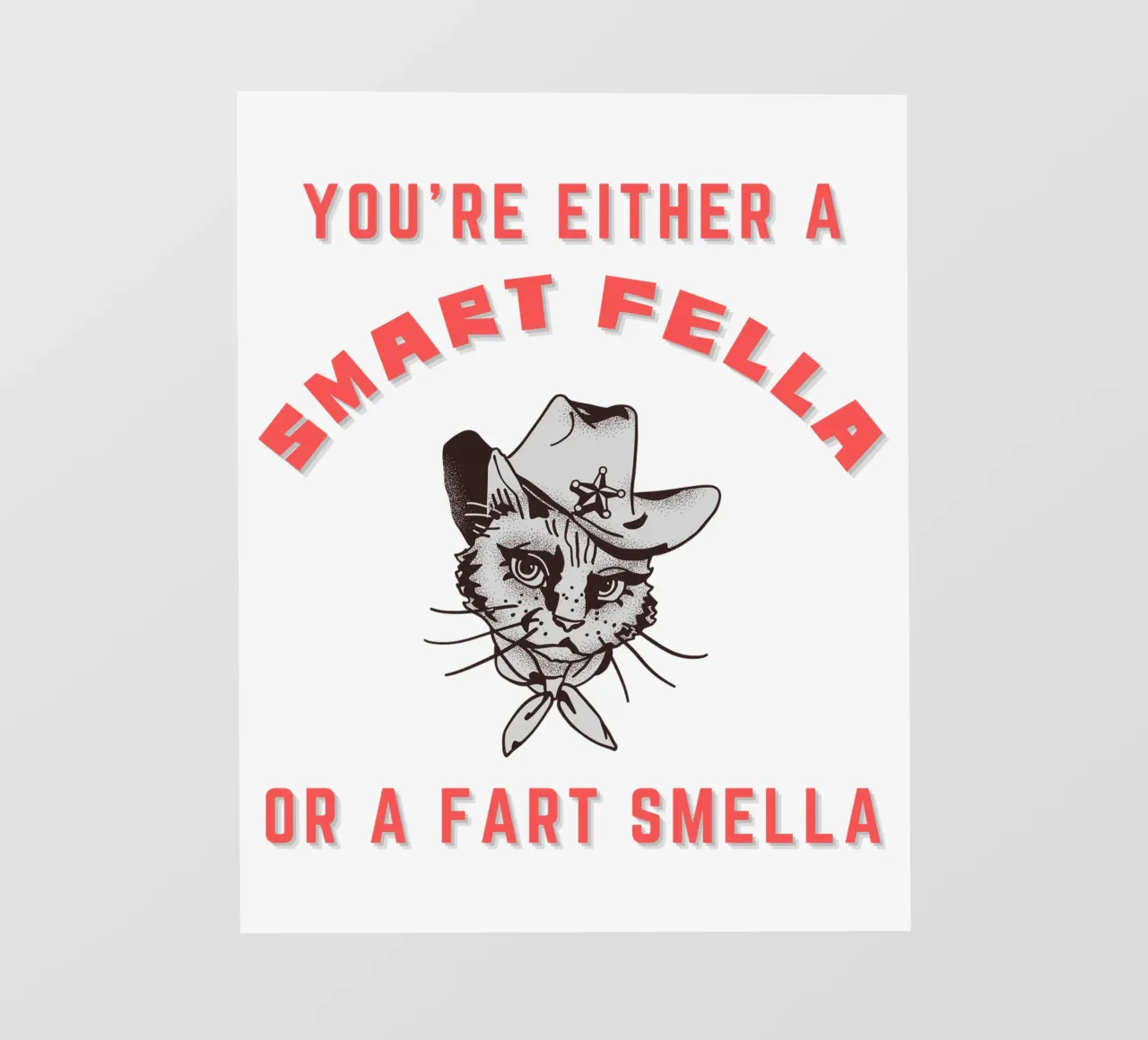 Cat Are You A Smart Fella Or Fart Smella Retro Cartoon pellicola backlit da ririedis