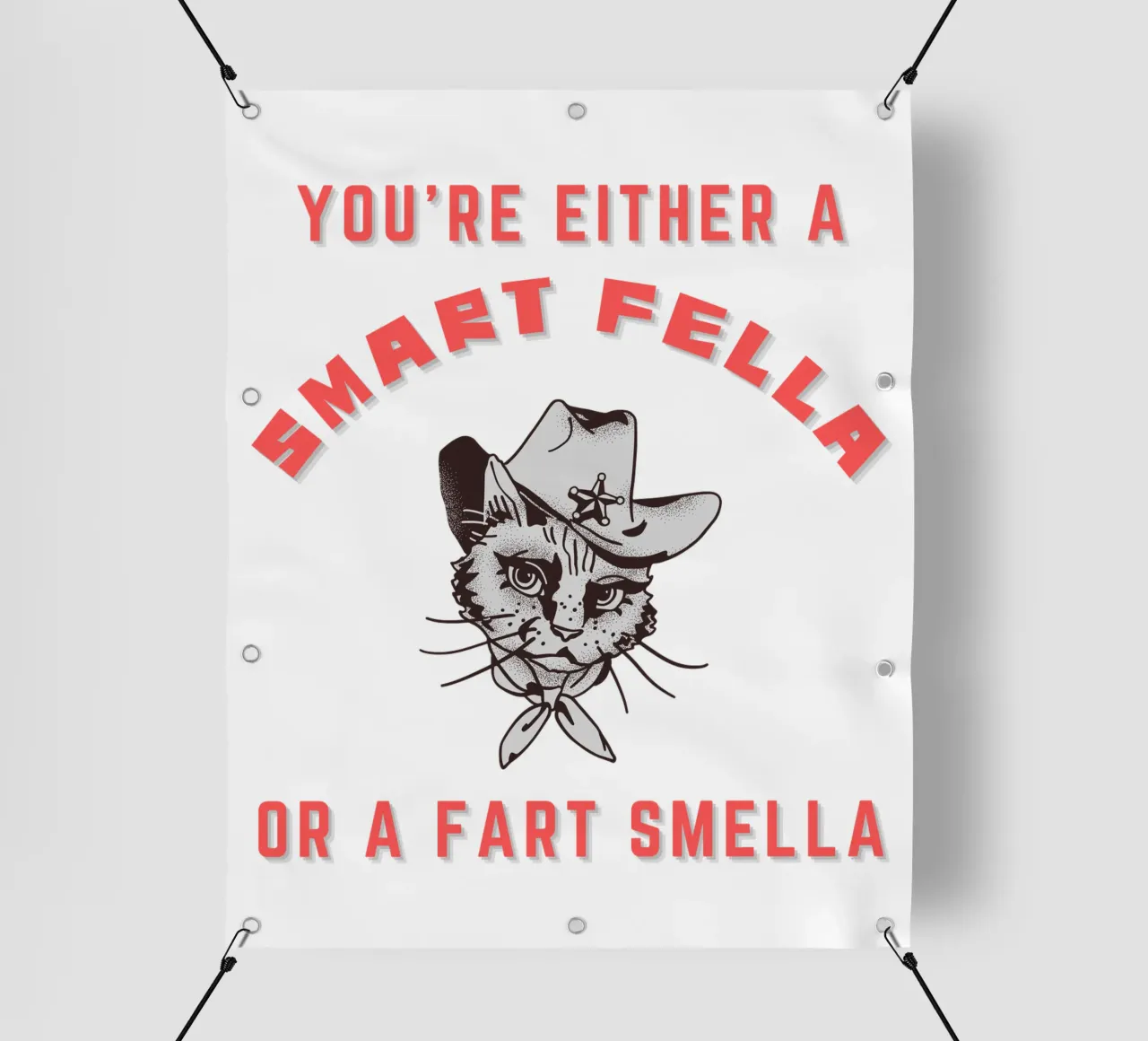 Cat Are You A Smart Fella Or Fart Smella Retro Cartoon telo in pvc da ririedis