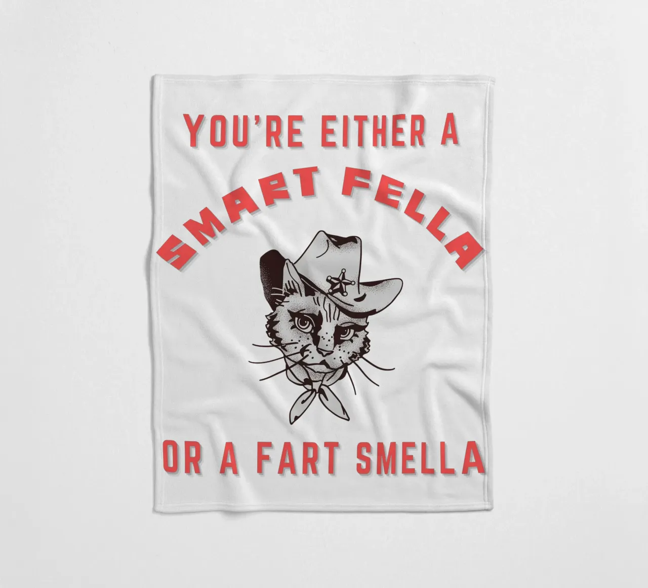 Cat Are You A Smart Fella Or Fart Smella Retro Cartoon coperta in pile da ririedis