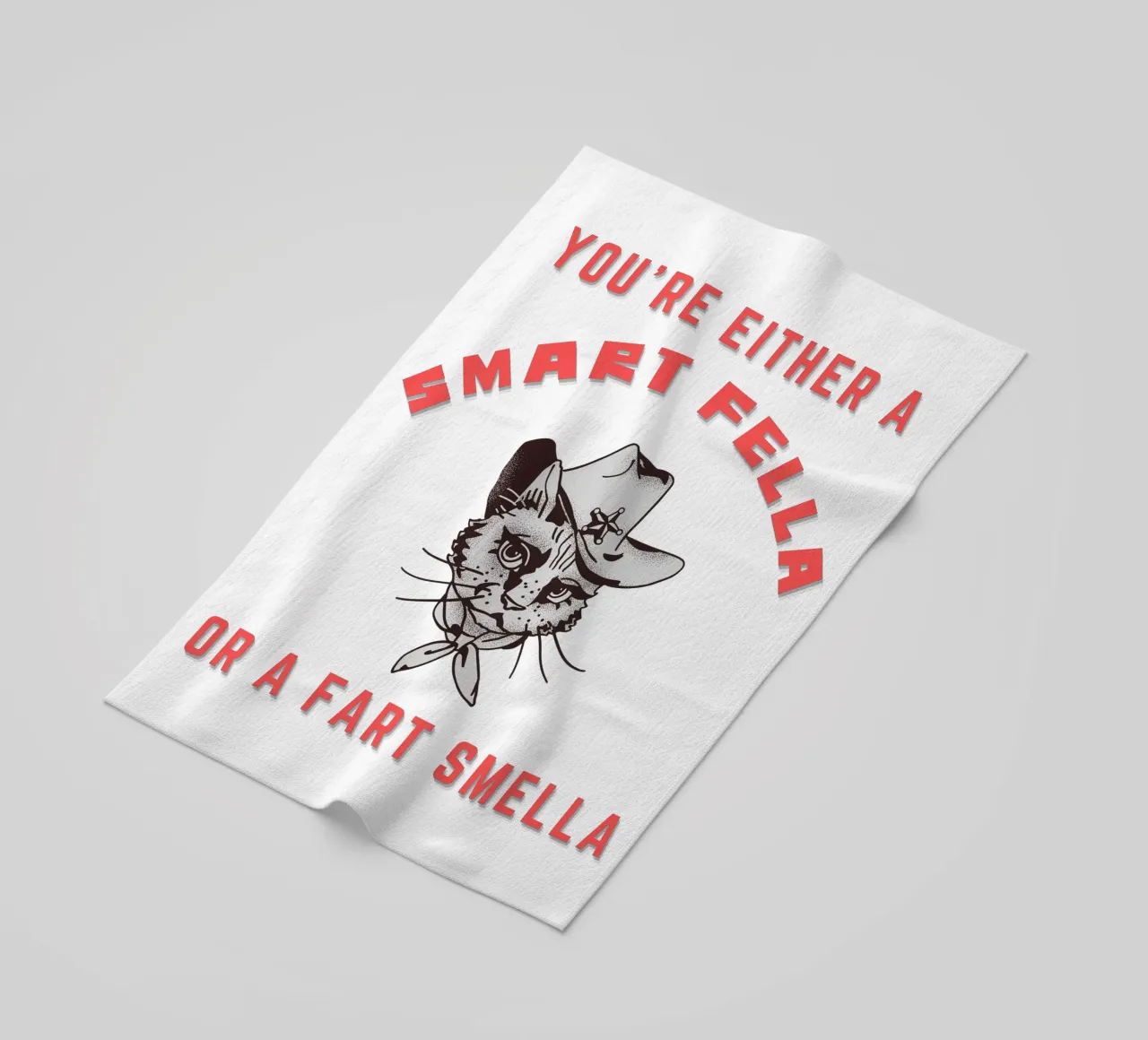 Cat Are You A Smart Fella Or Fart Smella Retro Cartoon telo mare da ririedis