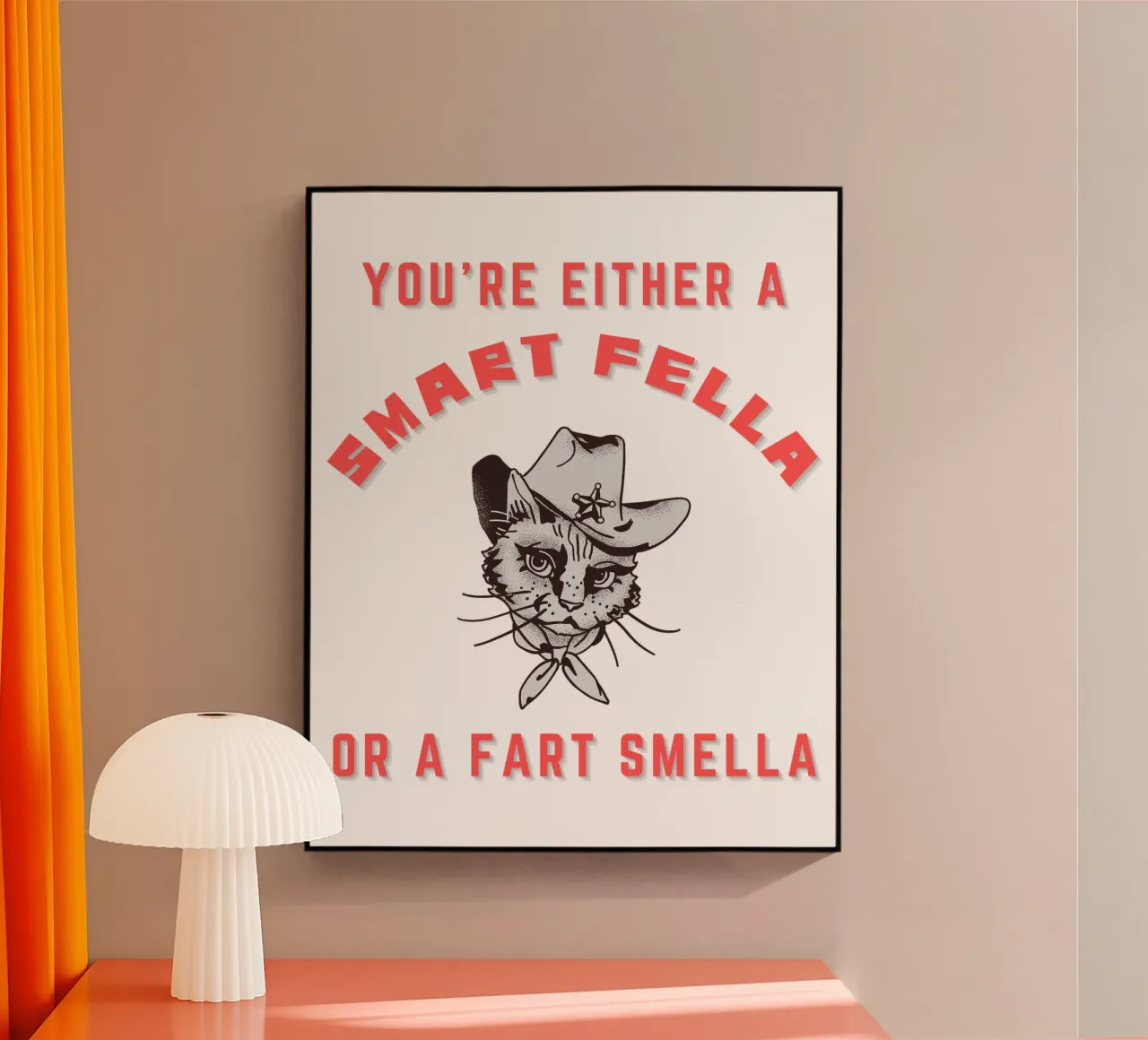 Cat Are You A Smart Fella Or Fart Smella Retro Cartoon plexiglass da ririedis