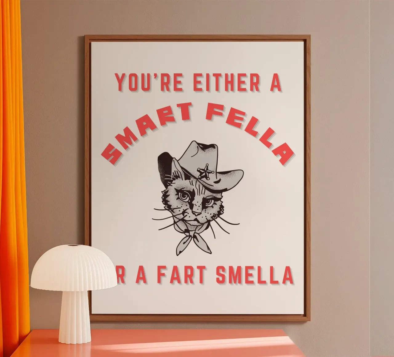 Cat Are You A Smart Fella Or Fart Smella Retro Cartoon aluminio dibond de ririedis