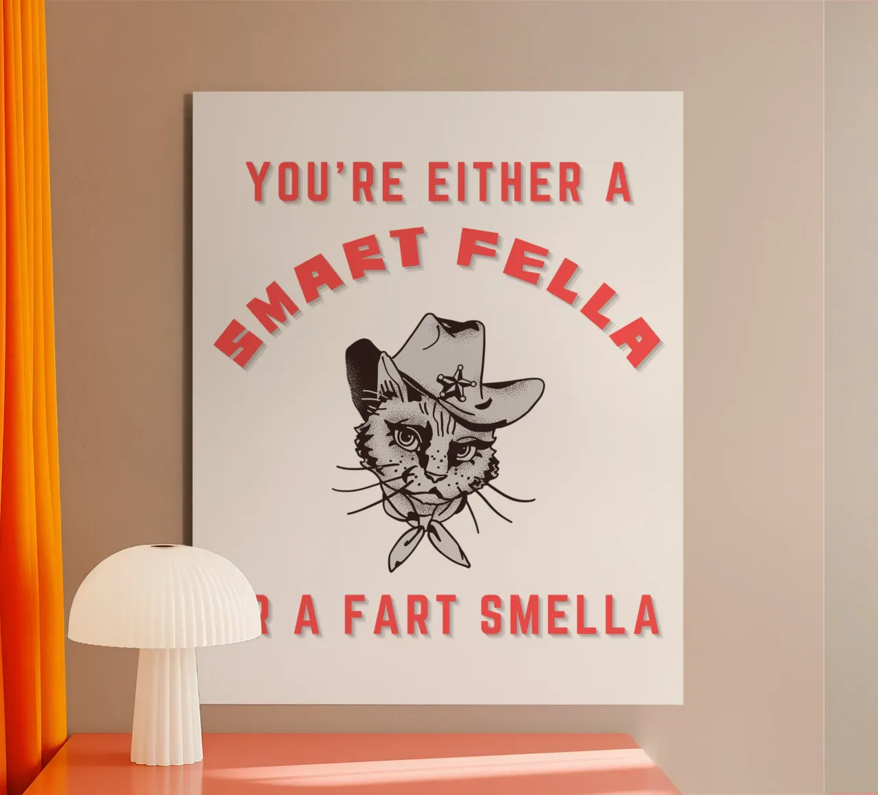 Cat Are You A Smart Fella Or Fart Smella Retro Cartoon aluminio dibond de ririedis