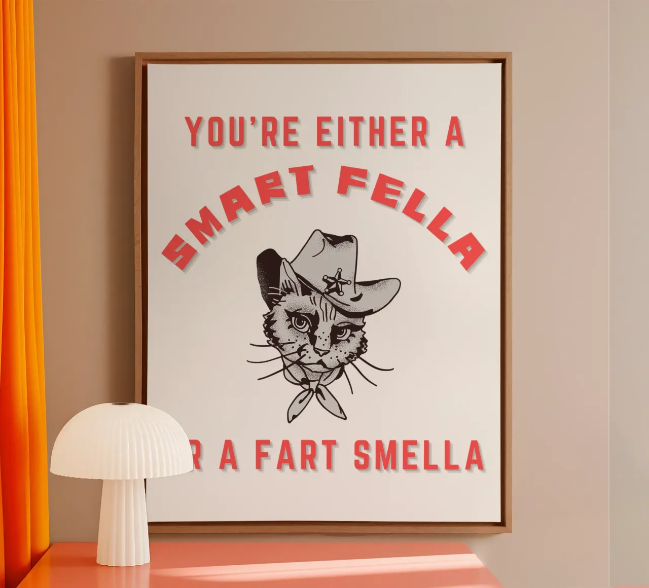 Cat Are You A Smart Fella Or Fart Smella Retro Cartoon tela da ririedis