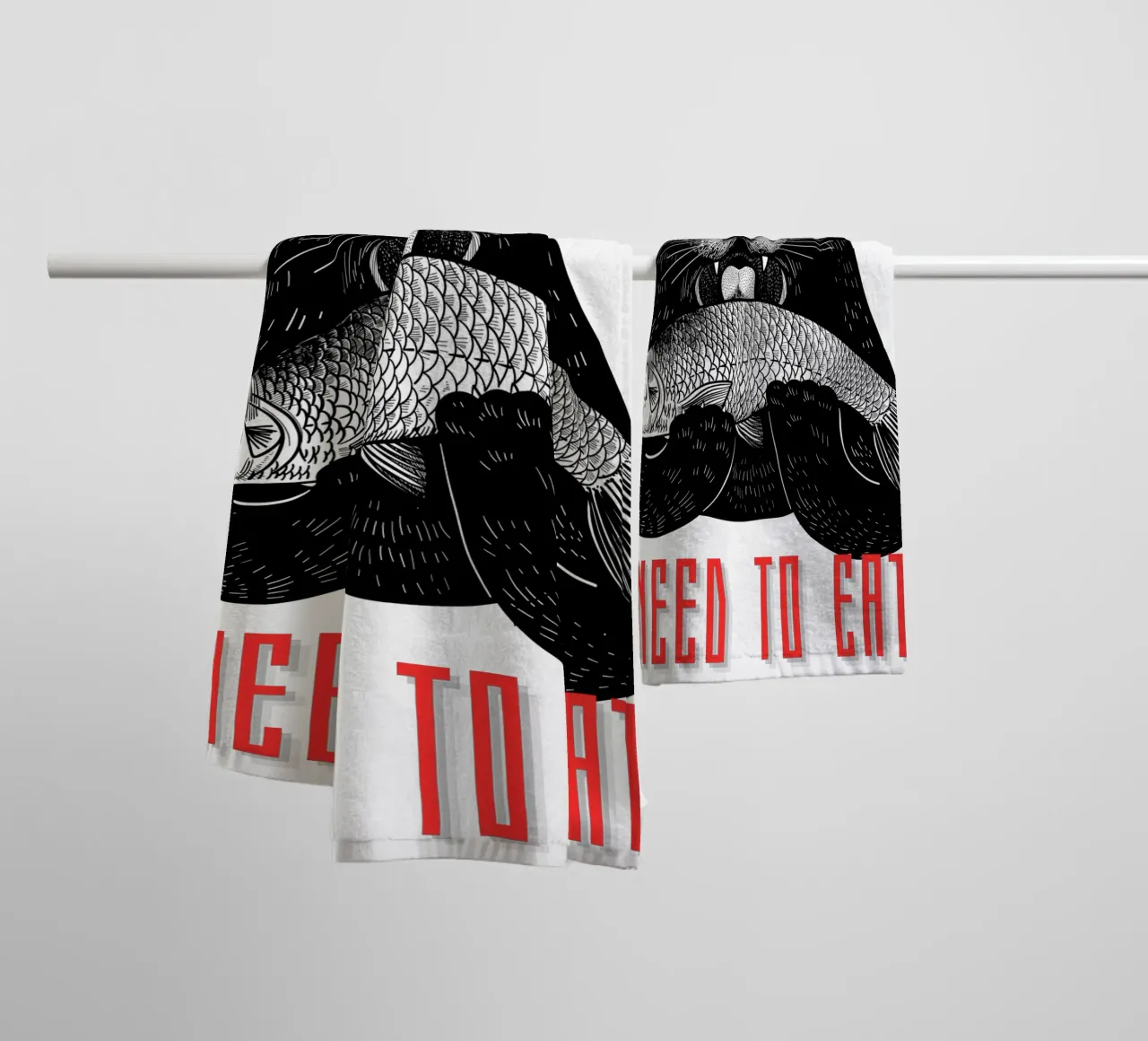 CAT NEED TO EAT towel by ririedis
