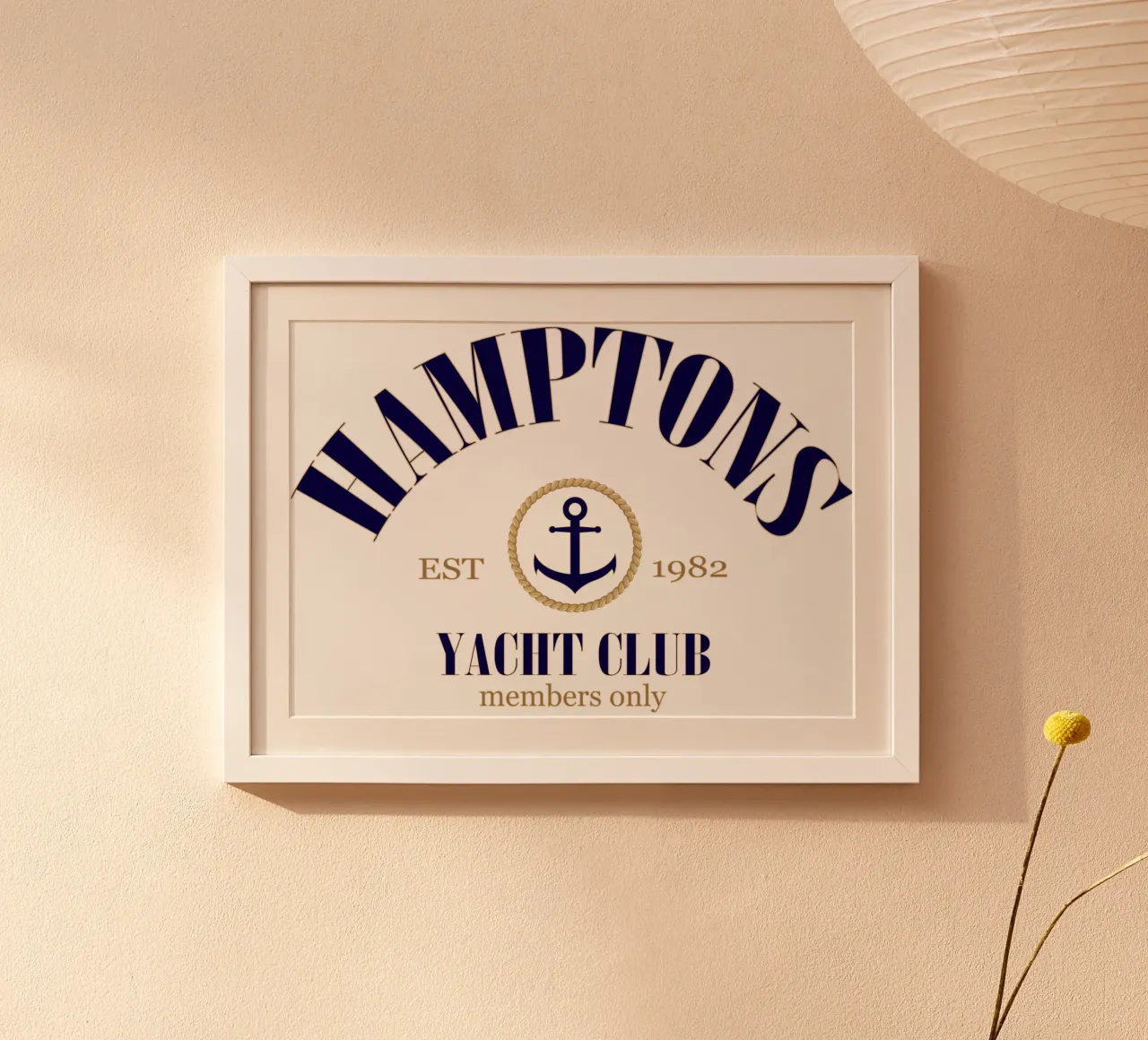 HAMPTONS YACHT CLUB poster con telaio in legno da ririedis