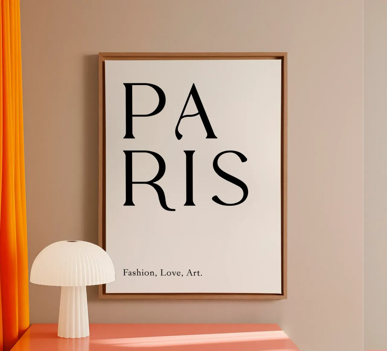 Parijs Mode, Liefde, Kunst Typografie canvas met Baklijst van YV TYPOGRAPHY