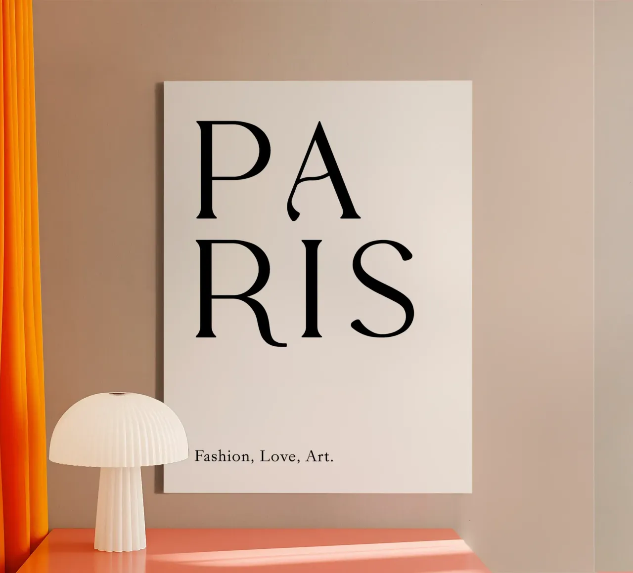 Parijs Mode, Liefde, Kunst Typografie canvas met Baklijst van YV TYPOGRAPHY