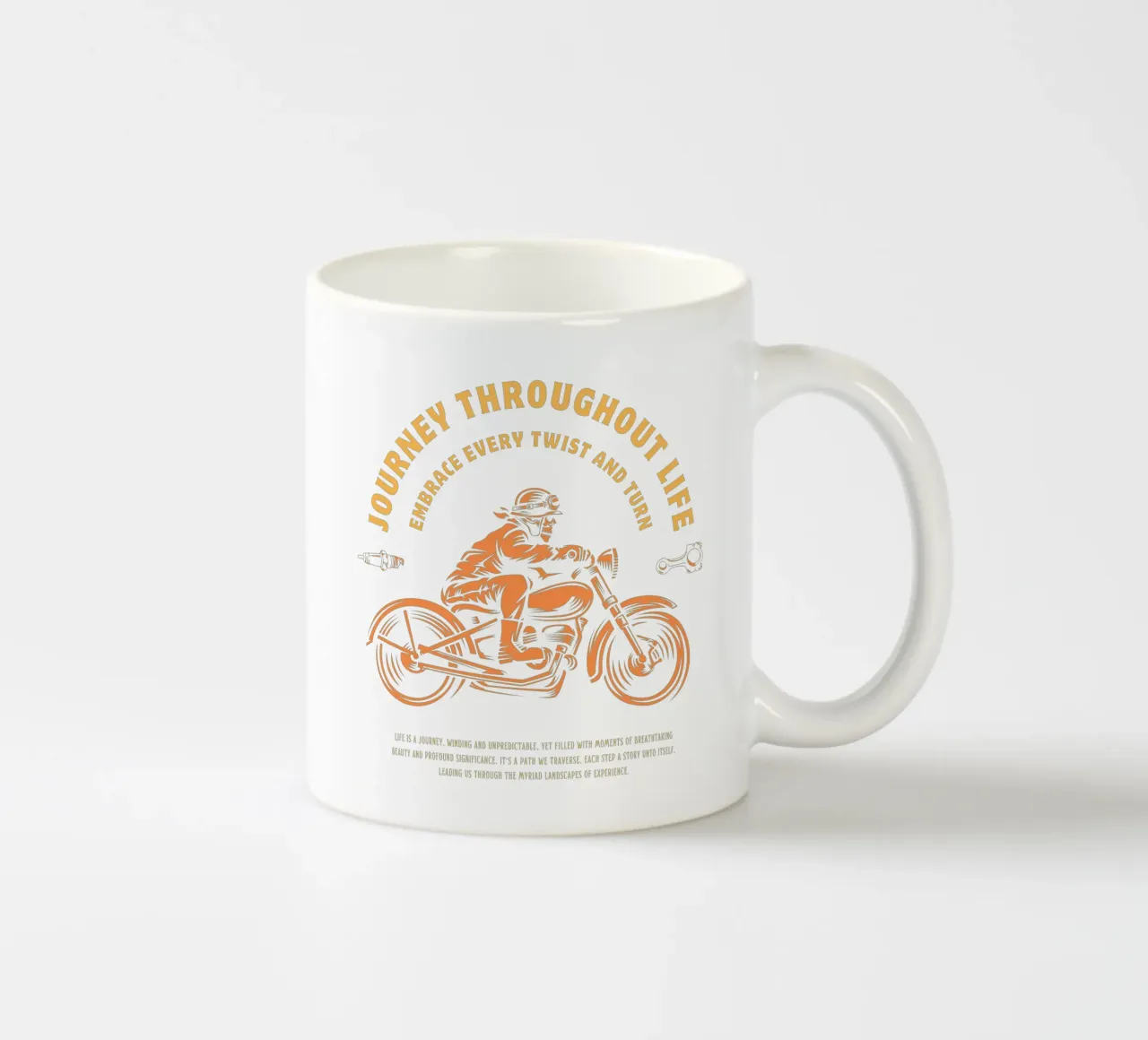 journey throughout life motor cycle ceramic mug by ririedis