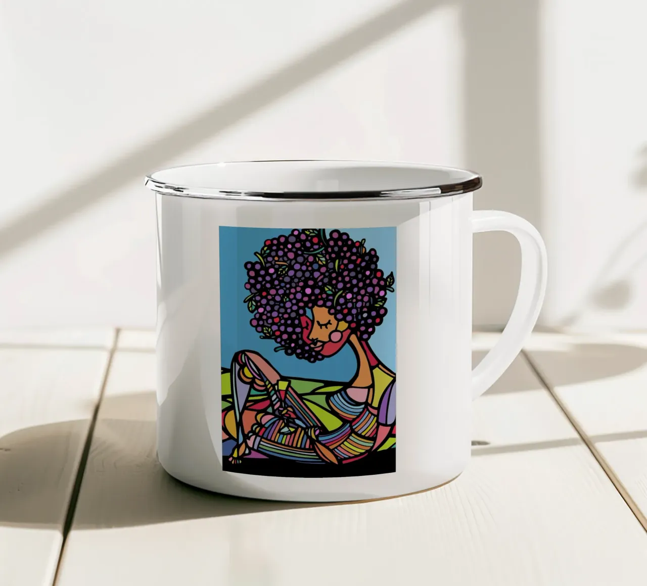 Afro tazza in smalto da Ninhol