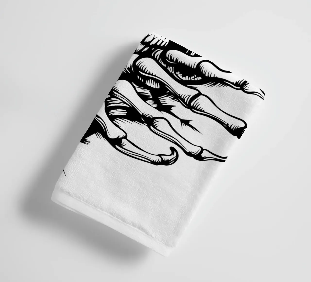 Schedel in de muur badhanddoek van ririedis