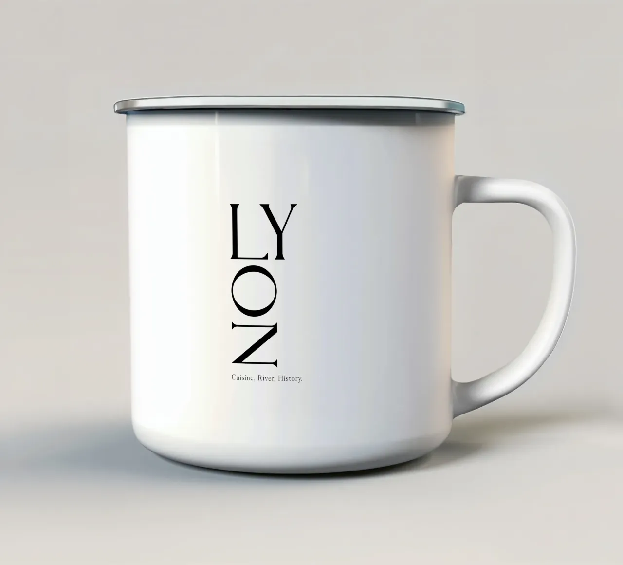 Tipografia di Lione tazza in smalto da YV TYPOGRAPHY