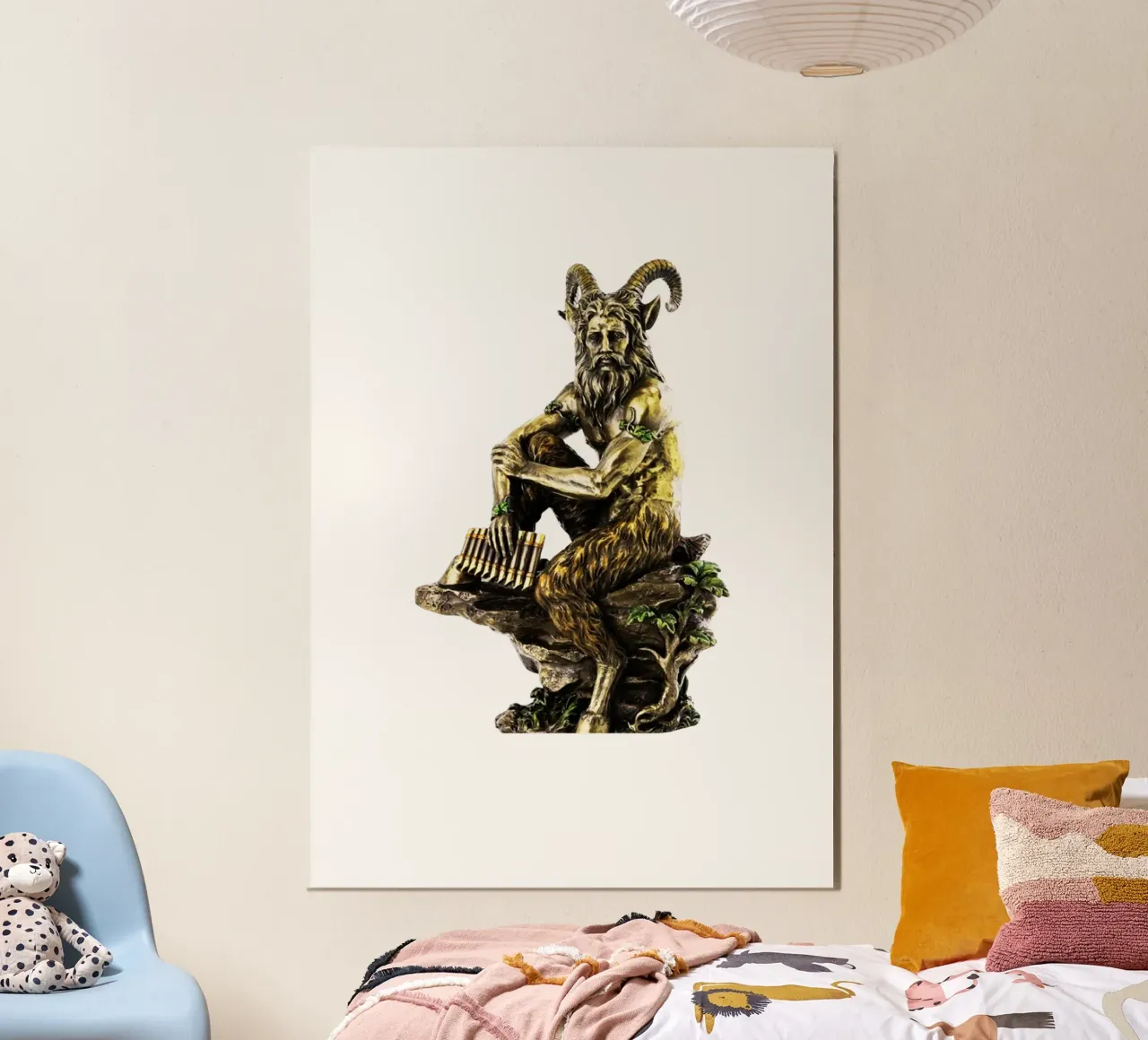 Pan Dio delle Terre Selvagge Arte poster con telaio in alluminio da nirwanaart