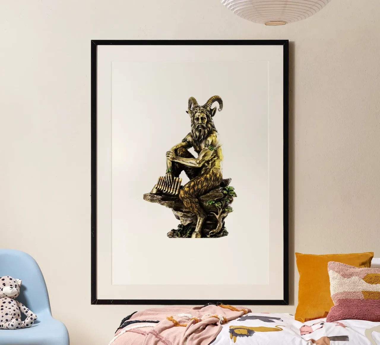 Pan Dio delle Terre Selvagge Arte poster con telaio in alluminio da nirwanaart
