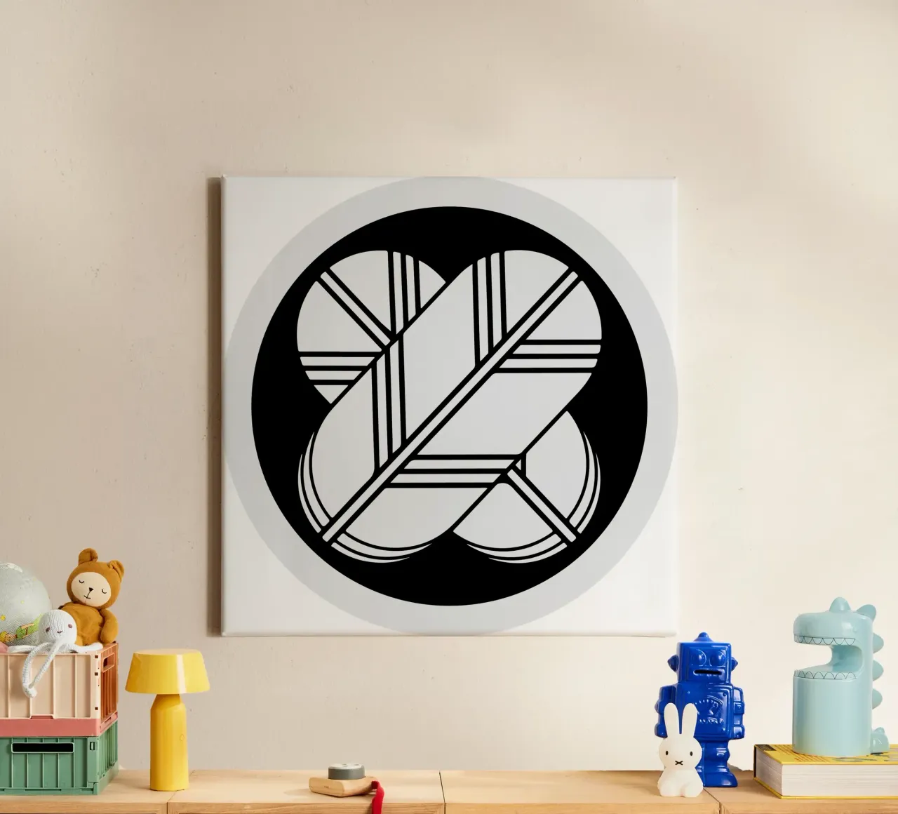 Takanoha Kamon Symbol meaning My Family Art canvas with Floater frame by nirwanaart