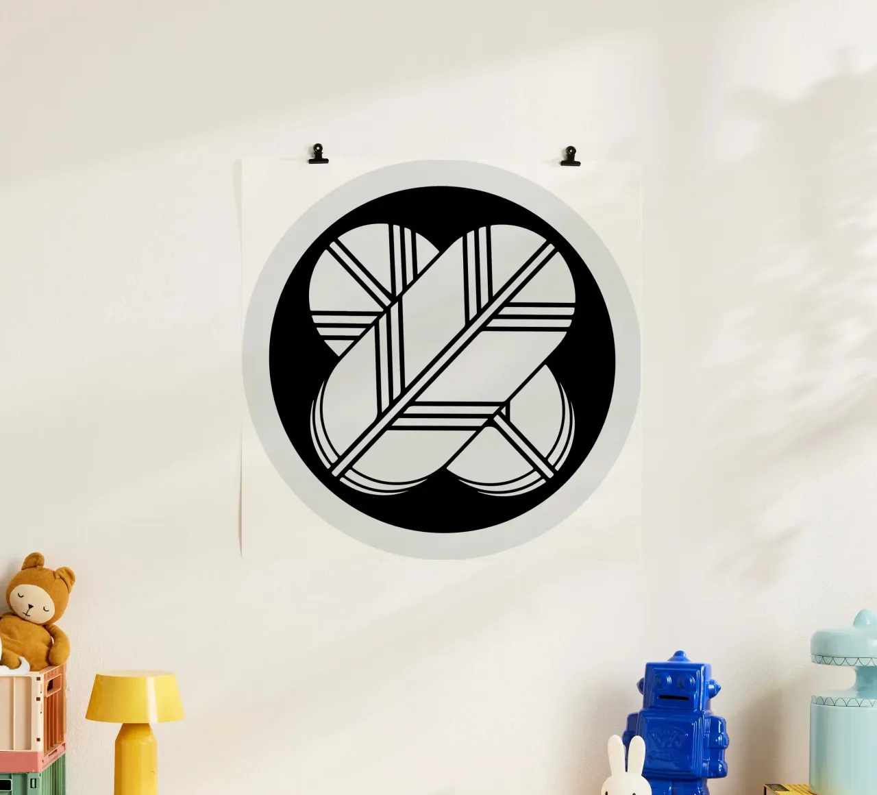 Simbolo Takanoha Kamon, significato dell'arte della mia famiglia poster con telaio in alluminio da nirwanaart