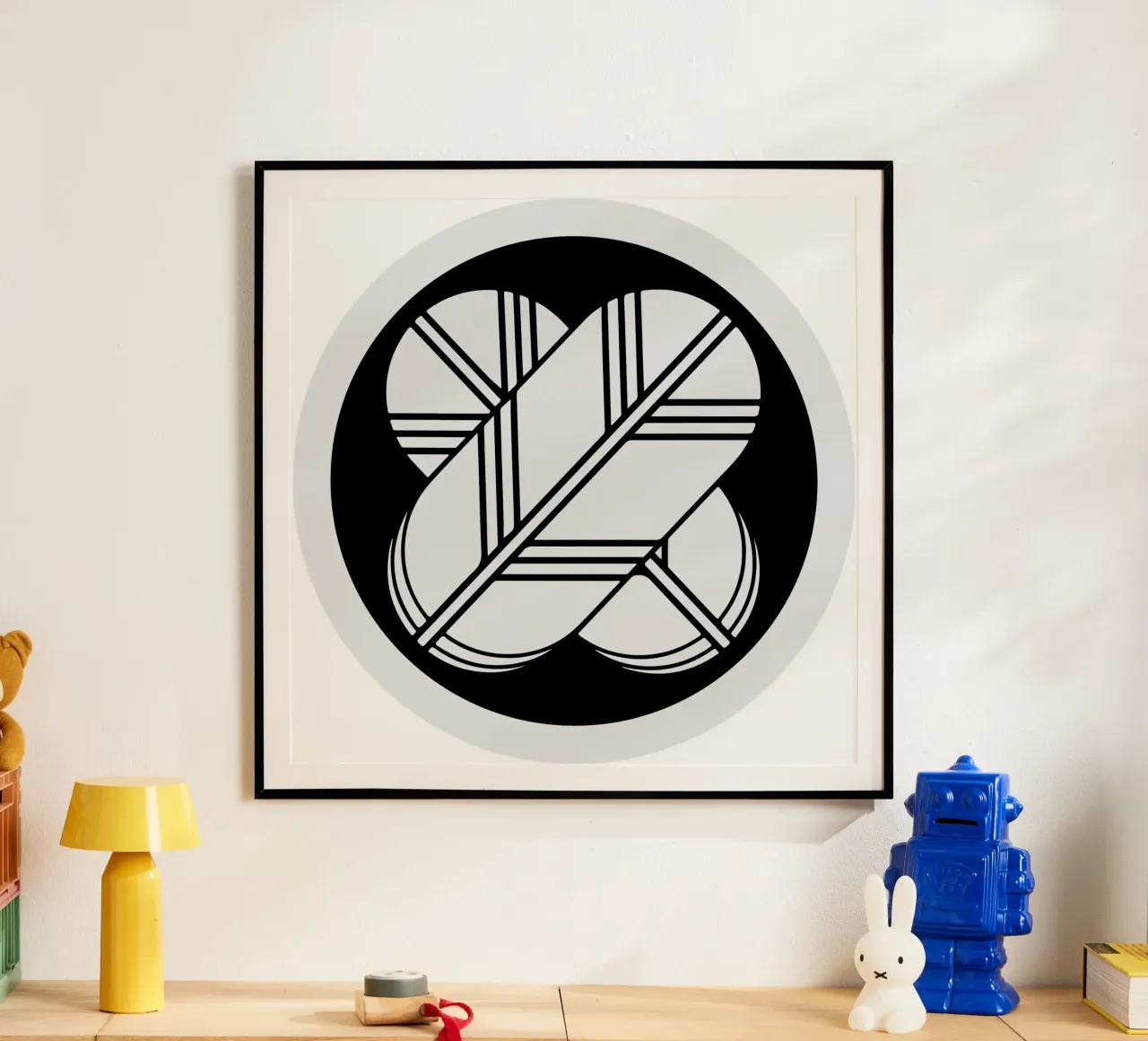 Simbolo Takanoha Kamon, significato dell'arte della mia famiglia poster con telaio in alluminio da nirwanaart