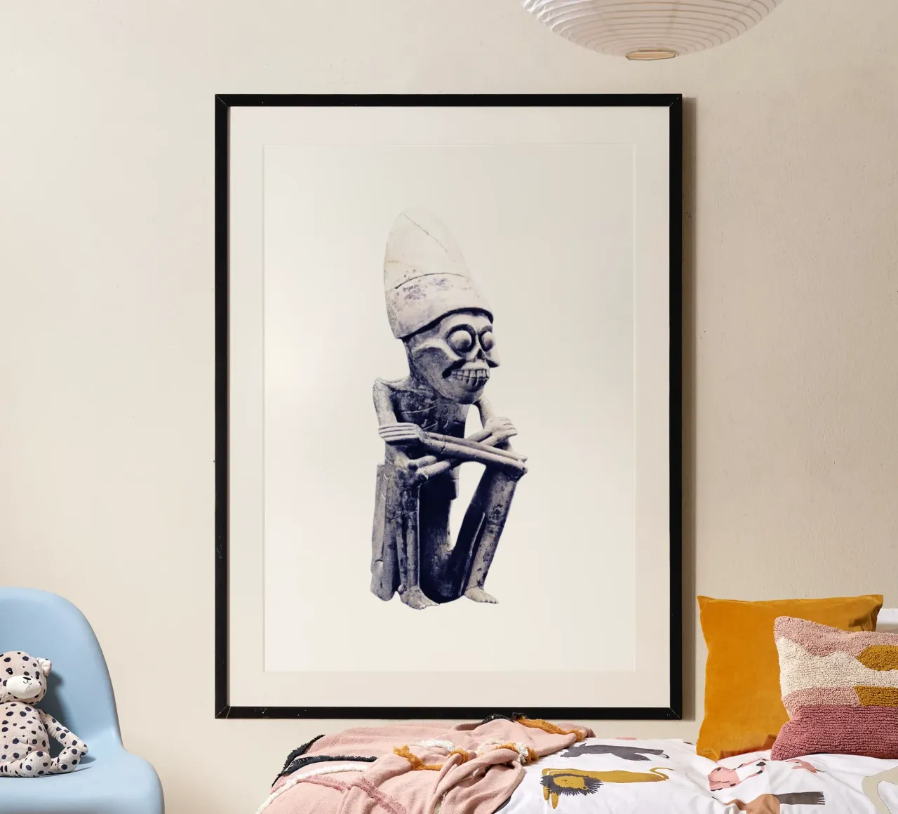 Mictlantecuhtli Dio azteco dei morti Arte poster con telaio in alluminio da nirwanaart
