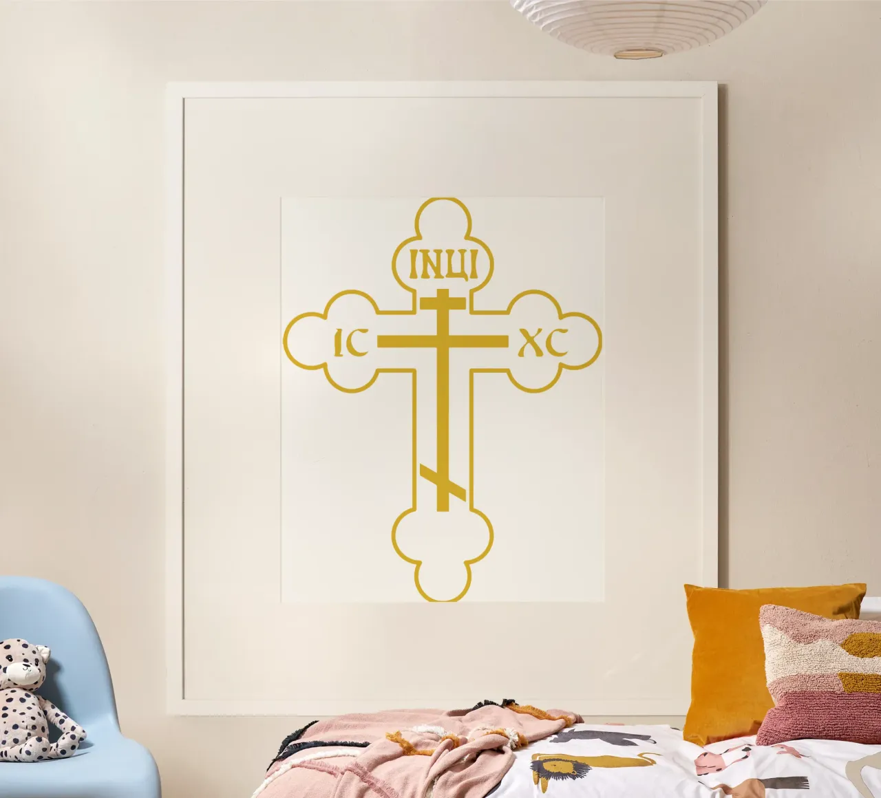 Russisch Grieks Byzantijns Gouden Orthodox Kruis Kruisbeeld Kunst poster met aluminium frame van nirwanaart