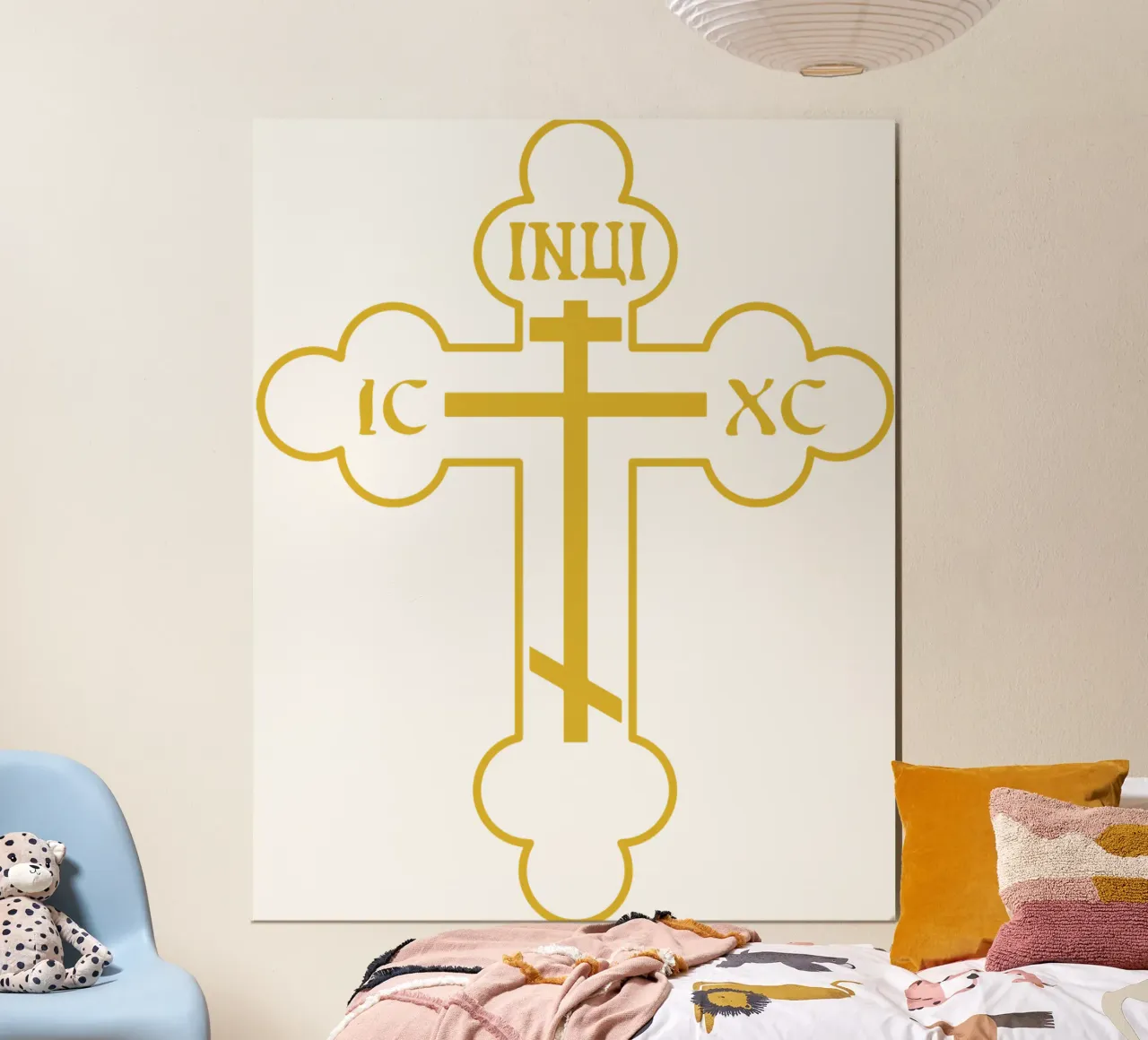 Russisch Grieks Byzantijns Gouden Orthodox Kruis Kruisbeeld Kunst poster met aluminium frame van nirwanaart